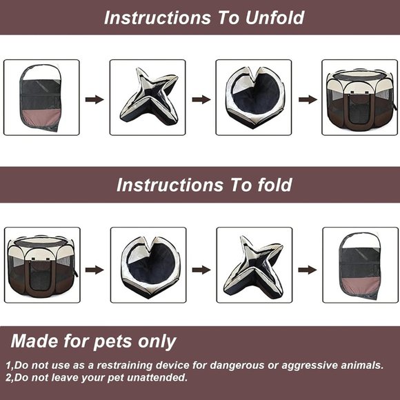 Foldable Pet Playpen and Puppy playpen Pet Tent with Carrying Case - Picture 4 of 6